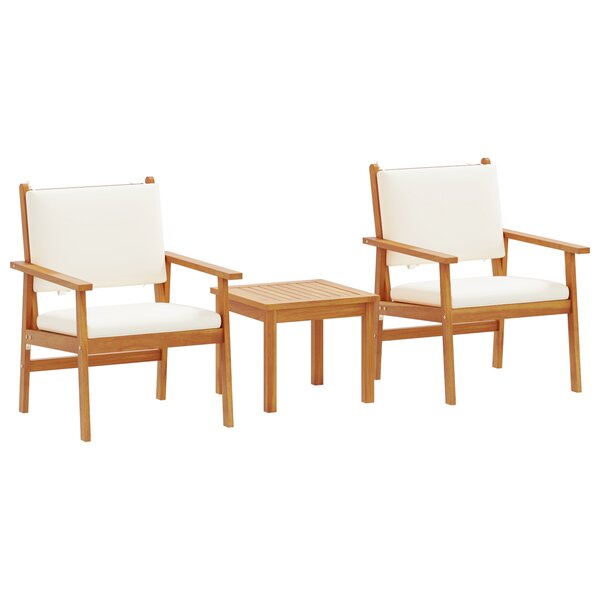 Ensemble bistro de jardin 3 pièces vidaXL avec coussins en bois d'acacia massif