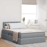 vidaXL Lit de rangement LED avec matelas Gris clair 120 x 190 cm Tissu