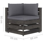 vidaXL Salon de jardin 6 Pièces avec coussins Bois imprégné de gris