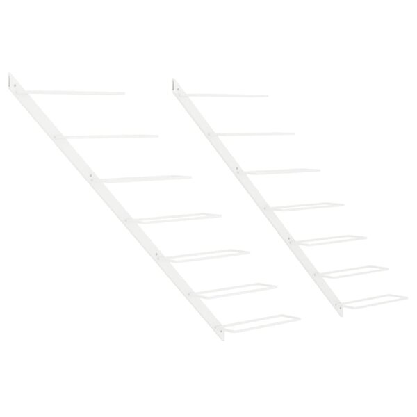 vidaXL Casier à vin mural pour 7 bouteilles 2 Pièces Blanc Métal