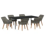 vidaXL Ensemble de salle à manger pour jardin 7 Pièces Gris polyrotin