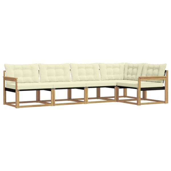 vidaXL Ensemble de canapés d'extérieur 5 Pièces Blanc et crème