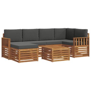 vidaXL Ensemble de canapés d'extérieur 7 pc Naturel et Anthracite