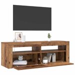 vidaXL Meuble TV avec lumières LED vieux bois bois d'ingénierie