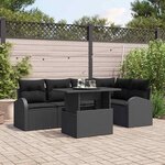 vidaXL Ensemble de canapé de jardin Manuel 6 Pièces Noir 100 x 55 x 73 cm