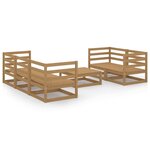 vidaXL Salon de jardin 6 Pièces Marron miel Bois de pin massif