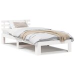 vidaXL Cadre de lit en bois de pin blanc Blanc Bois massif 90 x 200 cm