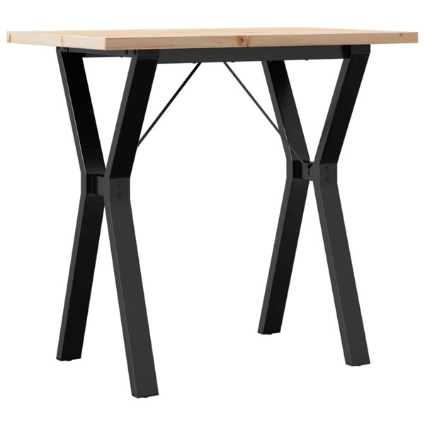 vidaXL Table à manger cadre en Y 80x50x75 5cm bois de pin massif acier