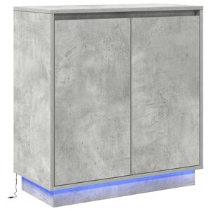 vidaXL Buffet LED Gris béton 71 x 34 5 x 75 cm Bois d'ingénierie