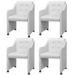 Vidaxl chaises de salle à manger 4 pièces blanc similicuir