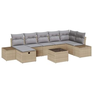 vidaXL Ensemble de canapé de jardin 8 Pièces Beige Poly rotin
