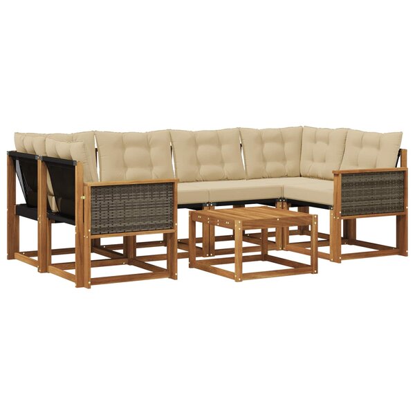 vidaXL Ensemble de canapés d'extérieur 7 pc Naturel et Beige