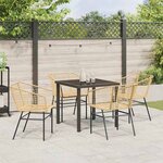 vidaXL Ensemble de salle à manger pour jardin 5 Pièces Marron polyrotin