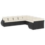 vidaXL Salon de jardin 10 Pièces avec coussins noir résine tressée