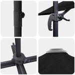 vidaXL Parasol Roma Noir 286 x 285 x 265 cm Polyester  Aluminium