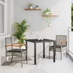 vidaXL Ensemble de salle à manger pour jardin 3 Pièces Gris polyrotin
