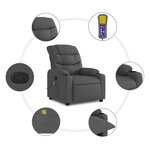 vidaXL Fauteuil de massage inclinable Gris foncé Tissu