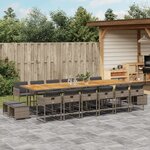 vidaXL Ensemble à manger de jardin 17 Pièces et coussins résine tressée