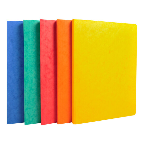 Paquet de 50 Chemises 24x32 cm à dos rainé en carte lustrée 5/10e coloris assortis EXACOMPTA