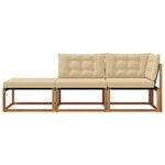 vidaXL Unités de sofa sectionnel d'extérieur 3 Pièce Naturel