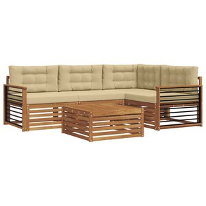 vidaXL Ensemble de canapés d'extérieur 5 Pièces Naturel et Beige