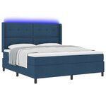 Lit Box Spring vidaXL avec Matelas & LED Bleu 180x200 cm Tissu