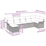 vidaXL Ensemble de canapé de jardin 7 Pièces Marron et rouge polyrotin