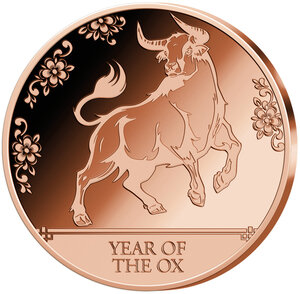 Monnaie YEAR OF THE OX Chinese Zodiac Signs 1 Oz Cuivre 20 Francs Gabon (PRÉCOMMANDE)