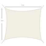Voile d'ombrage carré 3 x 3 m polyester imperméabilisé haute densité 160 g/m² crème
