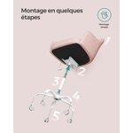 Fauteuil de bureau chaise pivotante confortable siège ergonomique réglable en hauteur charge 120 kg cadre en acier tissu imitation lin pour bureau rose 12_0005885