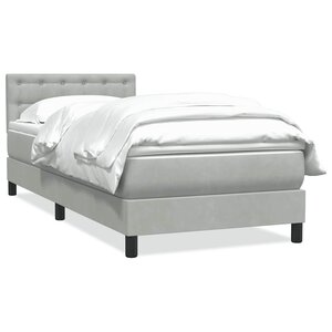 vidaXL Sommier à lattes de lit et matelas gris clair 80x220 cm velours