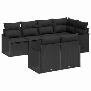 vidaXL Ensemble de canapé de jardin Noir polyrotin
