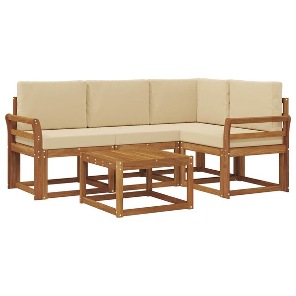vidaXL Ensemble de canapés d'extérieur 5 pc Naturel et Beige