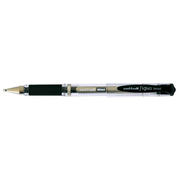 Roller encre gel Signo Broad UM153C grip pointe large 1mm noir UNI-BALL
