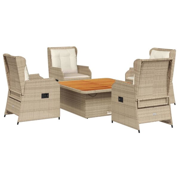 vidaXL Salon de jardin avec coussins 5 Pièces beige résine tressée