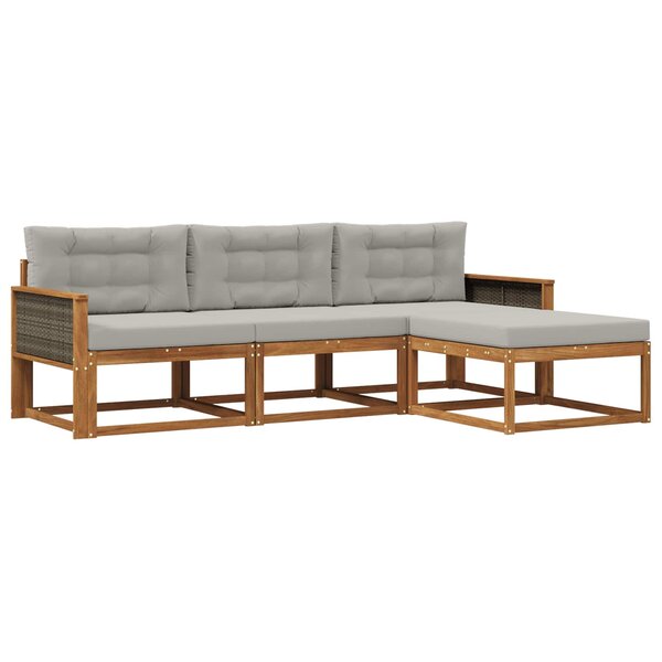 vidaXL Ensemble de canapés d'extérieur 4 pc Naturel et Gris clair