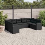 vidaXL Salon de jardin 9 Pièces avec coussins noir résine tressée