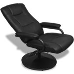 vidaXL Fauteuil TV avec repose-pied Noir Similicuir