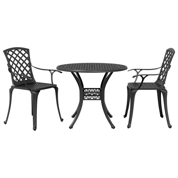vidaXL Ensemble de bistro 3 Pièces noir aluminium coulé