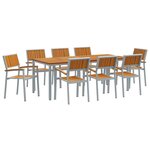 vidaXL Ensemble de salle à manger pour jardin 9 Pièces Gris et marron