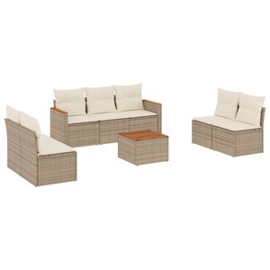 vidaXL Salon de jardin avec coussins 8 Pièces beige résine tressée
