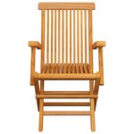 vidaXL Chaises pliantes avec coussins beiges  4 pièces  en teck massif
