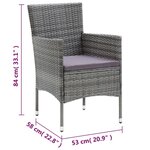 vidaXL Ensemble à manger de jardin coussins 3Pièces Résine tressée Gris