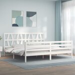 vidaXL Cadre de lit avec tête de lit blanc 200x200 cm bois massif