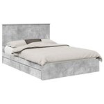 vidaXL Lit de Rangement Gris béton 135 x 190 cm Bois d'ingénierie