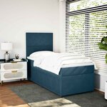 vidaXL Sommier à lattes de lit avec matelas bleu 90x190 cm velours