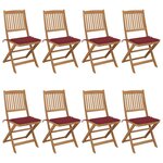 vidaXL Chaises pliables de jardin lot de 8 avec coussins Bois d'acacia