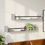 vidaXL Étagères murales avec barres 2 Pièces sonoma gris 80x16x14 cm