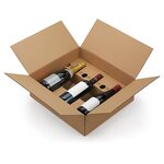 Caisse carton brune d'expédition 6 bouteilles avec calage carton à montage instantané (lot de 12)