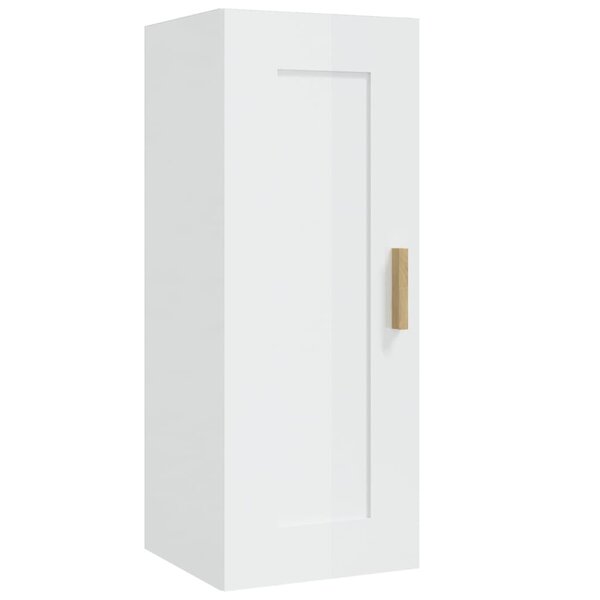 vidaXL Armoire murale Blanc brillant 35x34x90 cm Bois d'ingénierie